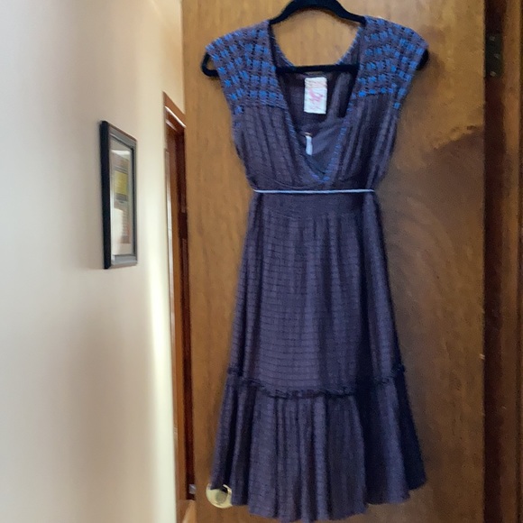 Free people brown summer dress with full separate lining & Narrow Braided belt. - Picture 15 of 15